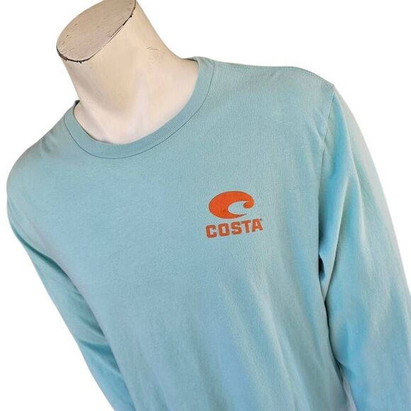 Costa Del Mar Long Sleeve Shirt Men’s Large Blue Fish Graphic Outdoor Fishing Te - Picture 3 of 6